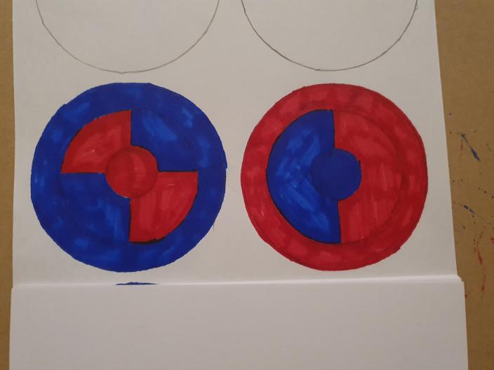 coloured circles showing the 3 sections